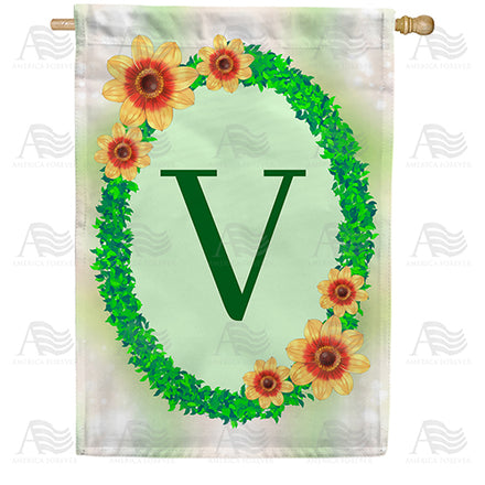Green Ivy Monogram House Flag