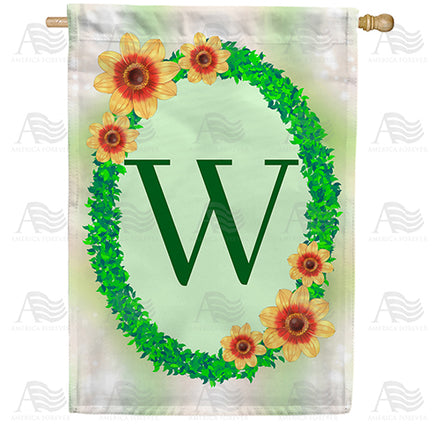 Green Ivy Monogram House Flag