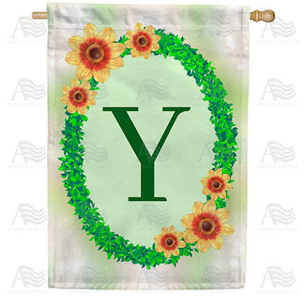 Green Ivy Monogram House Flag