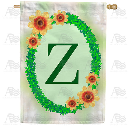 Green Ivy Monogram House Flag