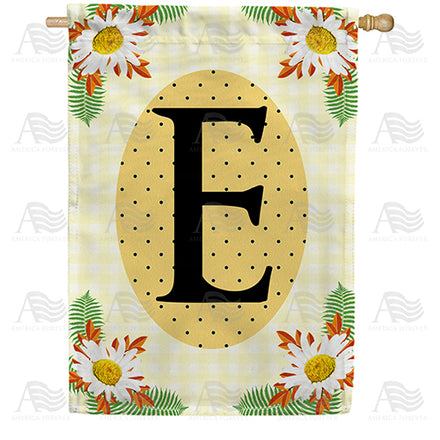 America Forever Yellow Gingham Daisies Monogram House Flag