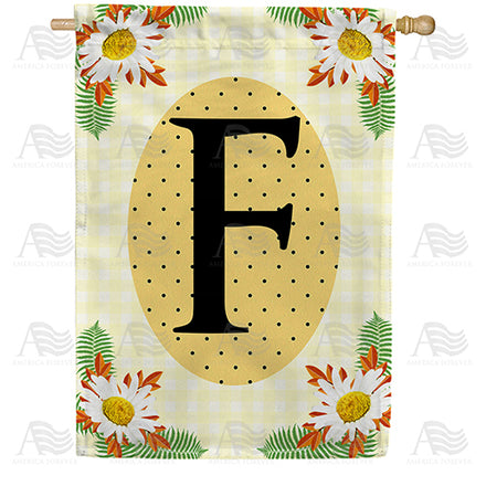 America Forever Yellow Gingham Daisies Monogram House Flag