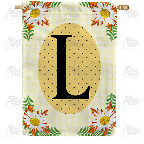 America Forever Yellow Gingham Daisies Monogram House Flag