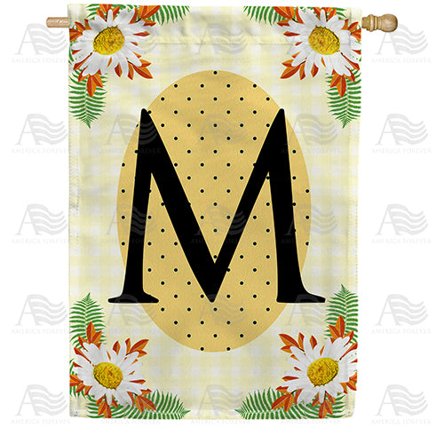 America Forever Yellow Gingham Daisies Monogram House Flag