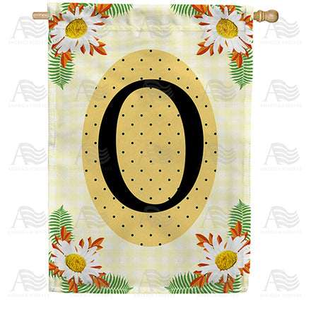 America Forever Yellow Gingham Daisies Monogram House Flag