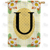 America Forever Yellow Gingham Daisies Monogram House Flag