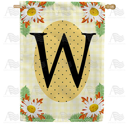 America Forever Yellow Gingham Daisies Monogram House Flag
