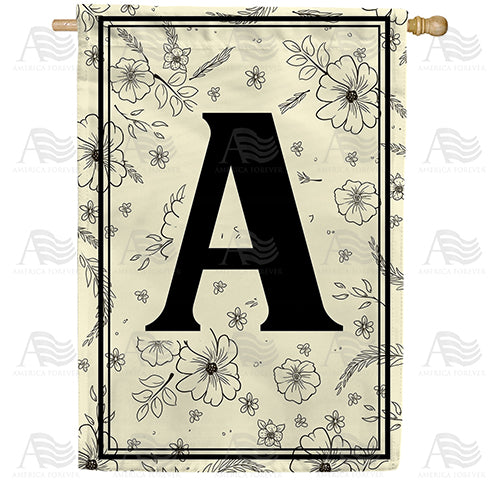 America Forever Flower Sketchings Monogram House Flag