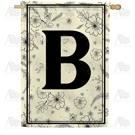 America Forever Flower Sketchings Monogram House Flag