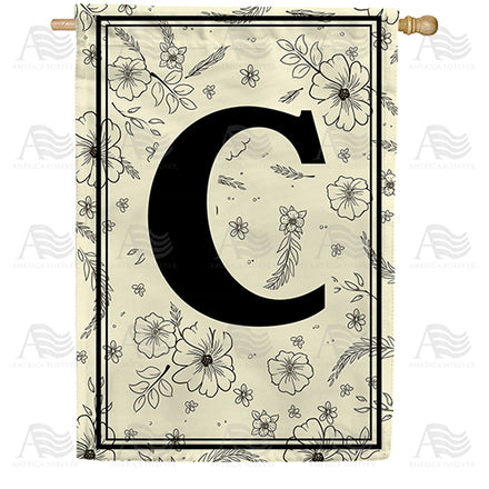 America Forever Flower Sketchings Monogram House Flag