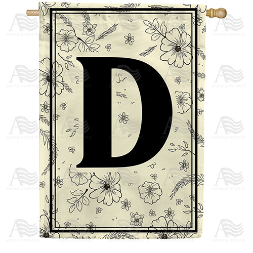 America Forever Flower Sketchings Monogram House Flag