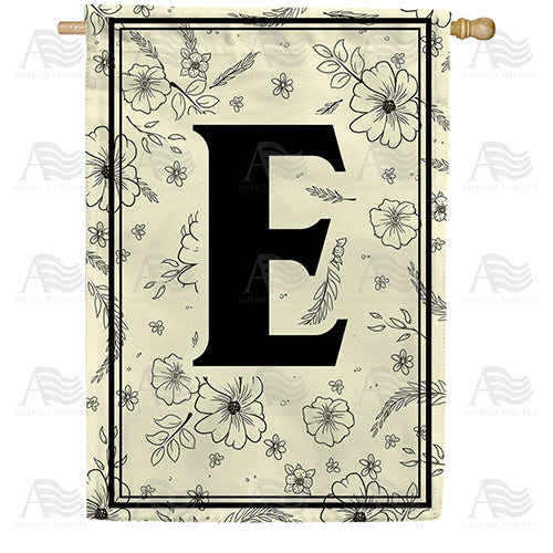America Forever Flower Sketchings Monogram House Flag