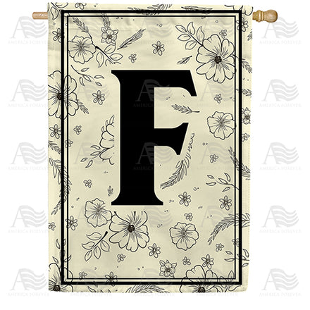 America Forever Flower Sketchings Monogram House Flag