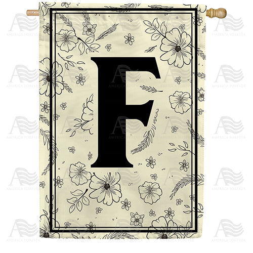America Forever Flower Sketchings Monogram House Flag