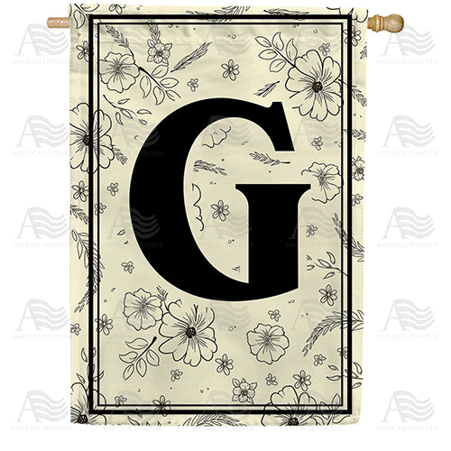 America Forever Flower Sketchings Monogram House Flag