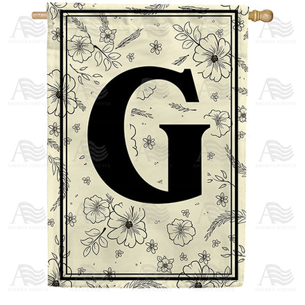 America Forever Flower Sketchings Monogram House Flag