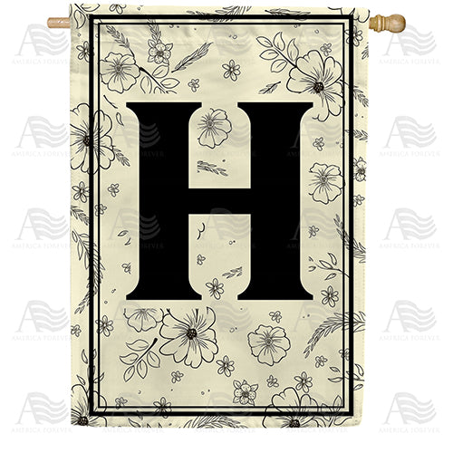 America Forever Flower Sketchings Monogram House Flag