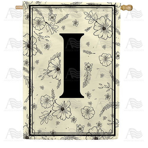 America Forever Flower Sketchings Monogram House Flag