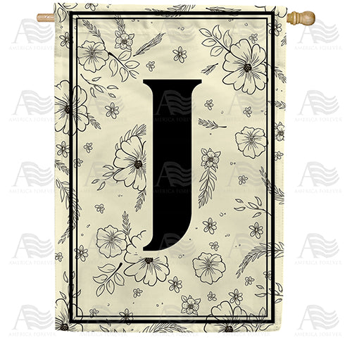 America Forever Flower Sketchings Monogram House Flag