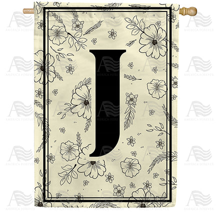 America Forever Flower Sketchings Monogram House Flag