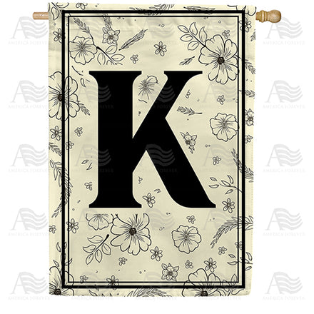 America Forever Flower Sketchings Monogram House Flag