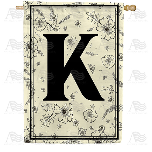 America Forever Flower Sketchings Monogram House Flag