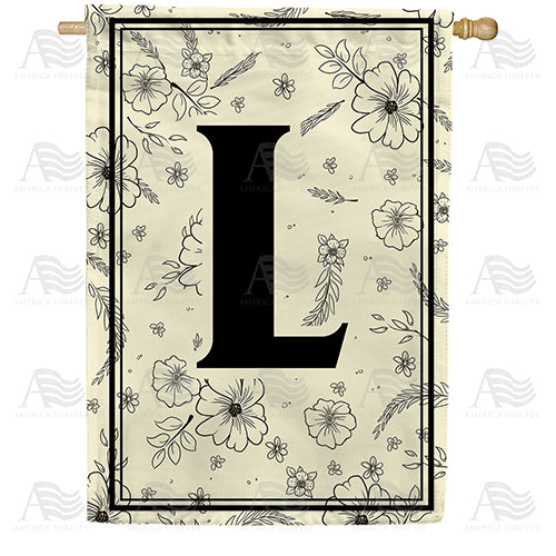 America Forever Flower Sketchings Monogram House Flag