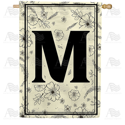 America Forever Flower Sketchings Monogram House Flag