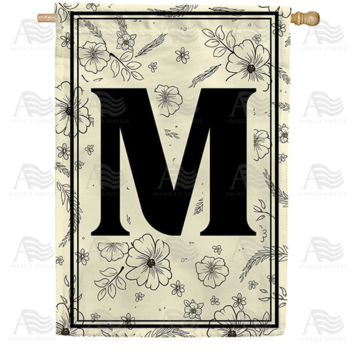 America Forever Flower Sketchings Monogram House Flag