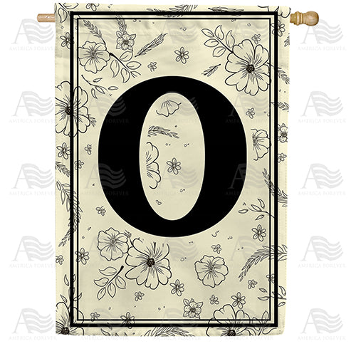 America Forever Flower Sketchings Monogram House Flag