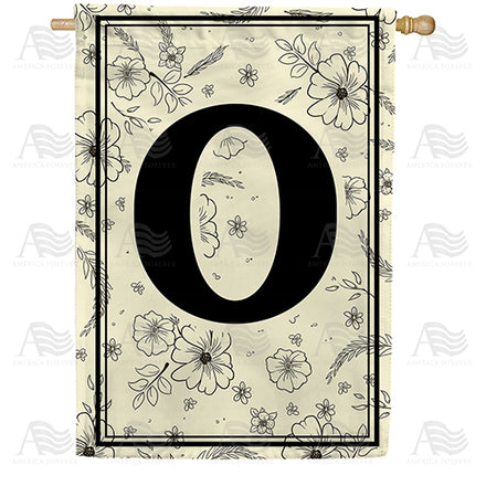 America Forever Flower Sketchings Monogram House Flag