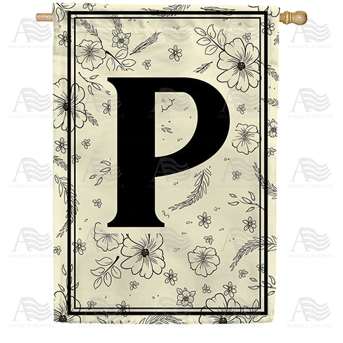 America Forever Flower Sketchings Monogram House Flag