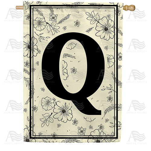 America Forever Flower Sketchings Monogram House Flag