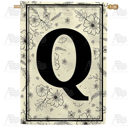 America Forever Flower Sketchings Monogram House Flag