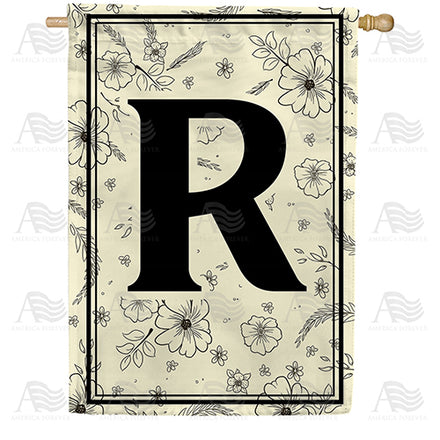 America Forever Flower Sketchings Monogram House Flag