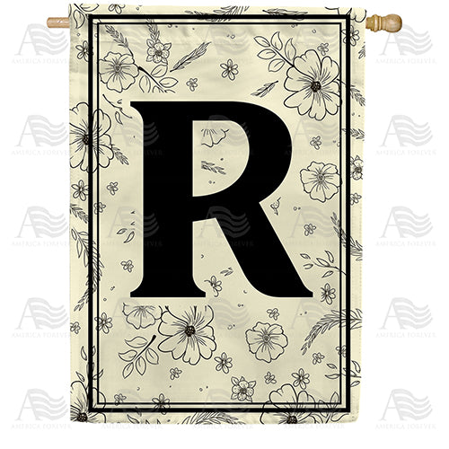 America Forever Flower Sketchings Monogram House Flag