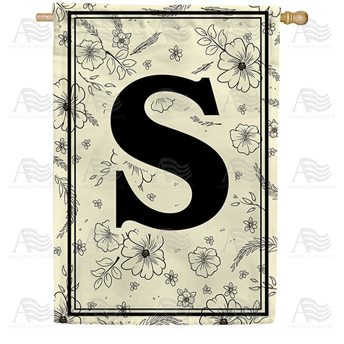 America Forever Flower Sketchings Monogram House Flag