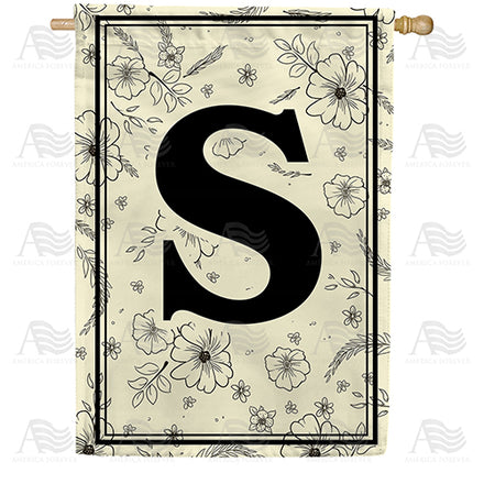 America Forever Flower Sketchings Monogram House Flag