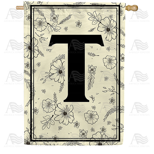 America Forever Flower Sketchings Monogram House Flag