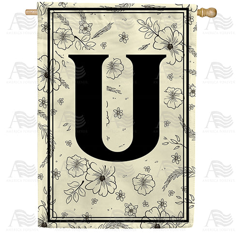 America Forever Flower Sketchings Monogram House Flag