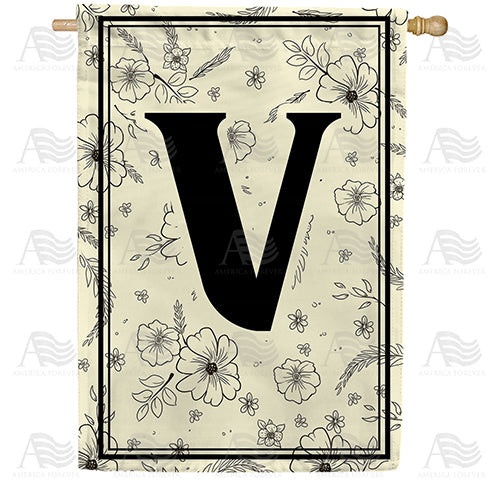 America Forever Flower Sketchings Monogram House Flag
