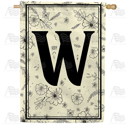 America Forever Flower Sketchings Monogram House Flag