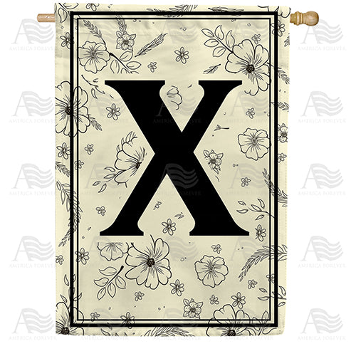 America Forever Flower Sketchings Monogram House Flag