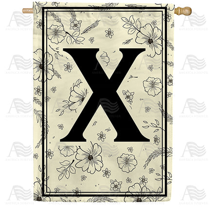 America Forever Flower Sketchings Monogram House Flag
