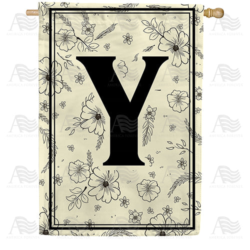 America Forever Flower Sketchings Monogram House Flag