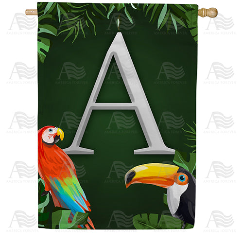 America Forever Tropical Birds Monogram House Flag