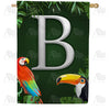 America Forever Tropical Birds Monogram House Flag