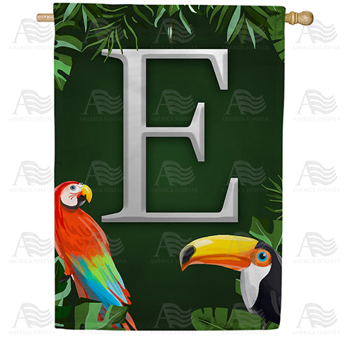 America Forever Tropical Birds Monogram House Flag
