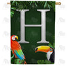 America Forever Tropical Birds Monogram House Flag
