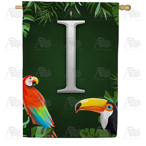 America Forever Tropical Birds Monogram House Flag